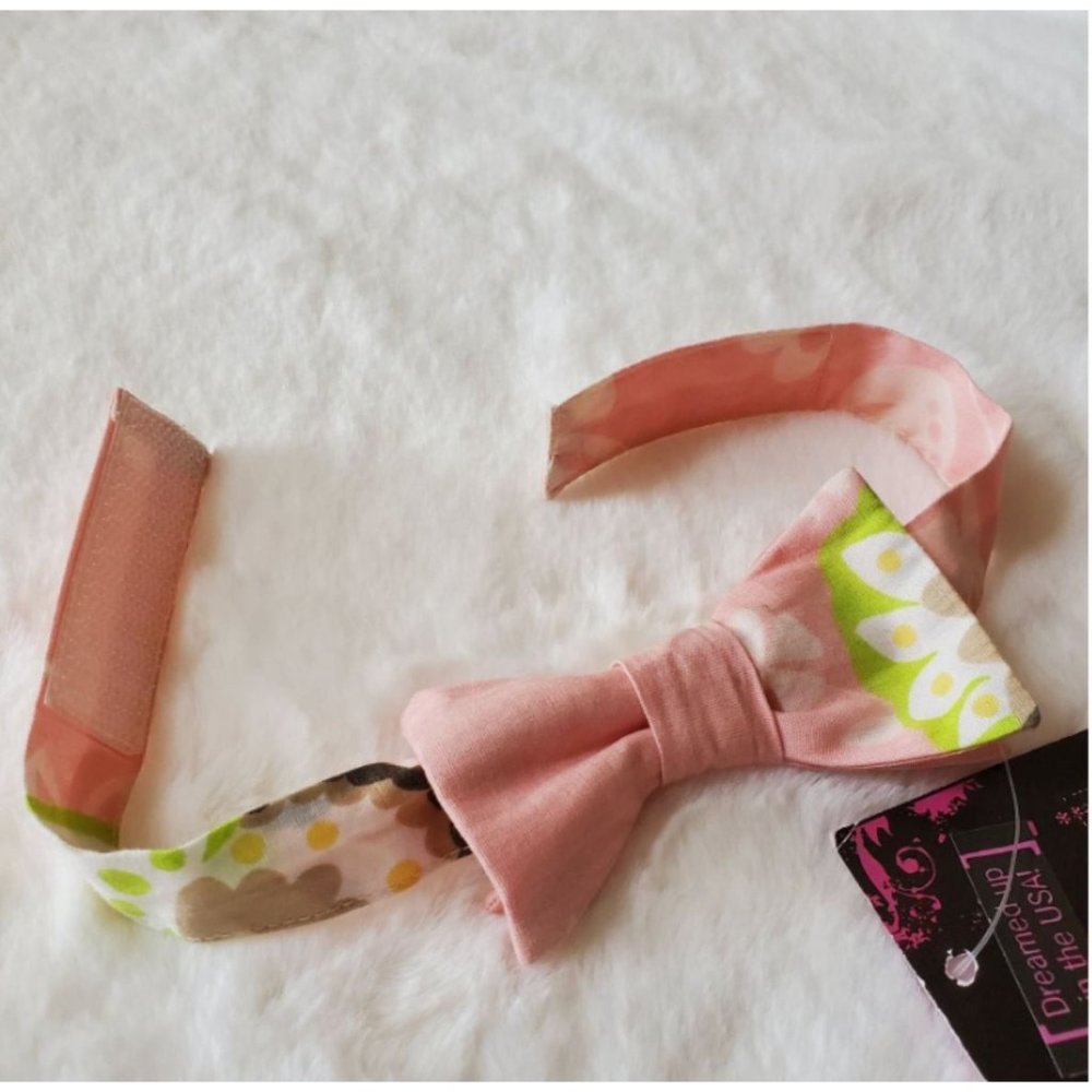 Vintage Mustard Pie boys bow tie in Petal Pink size XS velcro close